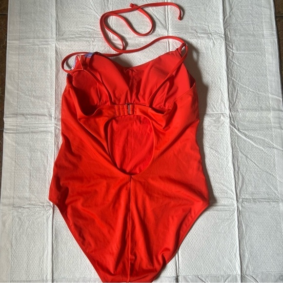 Athleta Women Swim Suit 1 Piece Large Floral Red Nylon Lycra Spandex - Picture 4 of 8